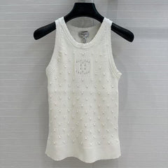 CC 25 White Knitted Tank Top