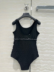Coco Double C Jacquard Logo Classic One-piece Swimsuit