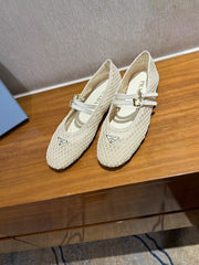 PRA BALLERINAS BALLET FLATS IN BEIGE MESH FABRIC