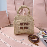 CROCHET TOTE BAG 23 IN NATURAL WOVEN RAFFIA