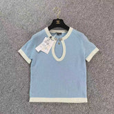CC BOUTIQUE T-SHIRT IN BABY BLUE AND WHITE COTTON KNIT