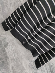 CC NAUTICAL CARDIGAN IN BLACK AND WHITE COTTON KNIT WITH STRIPED DESIGN WITH CC BUTTONS