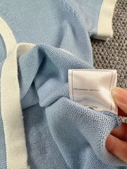 CC BOUTIQUE T-SHIRT IN BABY BLUE AND WHITE COTTON KNIT