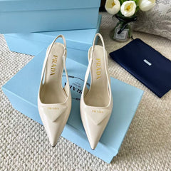 PRA SLINGBACK PUMPS IN CREAM CALFSKIN