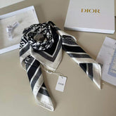 CD SCARF IN BLACK MONOGRAM PATTERN SILK
