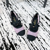 CC BOW BALLET FLATS IN PINK AND BLACK FABRIC