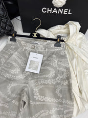 CC WIDE LEG PANTS IN GREY FLORAL SILK