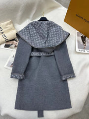 LV MONOGRAM MAXI COLLAR COAT IN GRAY WOOL