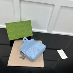GG MARMONT 16 MINI SHOULDER BAG BLUE CALFSKIN