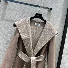 DIOR HOODED COAT IN DARK BEIGE WOOL