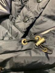 HOODED LONG PUFFER JACKET IN BLACK