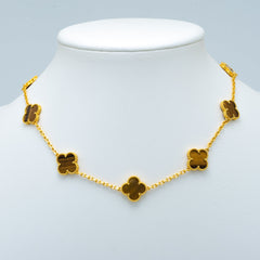 VINTAGE TIGER EYE NECKLACE 10 MOTIFS GOLD