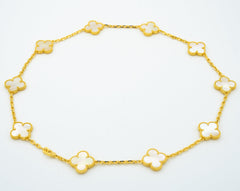 VINTAGE WHITE MOP NECKLACE 10 MOTIFS GOLD
