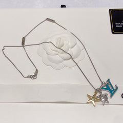 LV TURTLE STAR STARFISH SILVER GOLDURY FAS NECKLACE