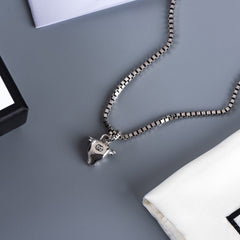 GG DOUBLE CLASSIC RETRO STERLING SILVER COW NECKLACE