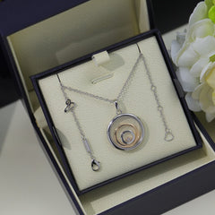 HAPPY HEART NECKLACE TRIPLE RING SILVER 1 DIAMOND