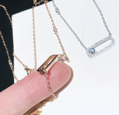 MOVE UNO PAVED SILVER DIAMOND NECKLACE