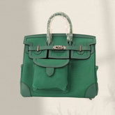 BIRKIN CARGO 25CM GREEN CANVAS AND LEATHER SILVER HARDWARE