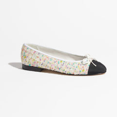 BALLET FLATS ECRU MULTICOLOR BLACK TWEED