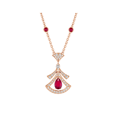DREAM NECKLACE CARNELIAN DIAMOND PINK GOLD