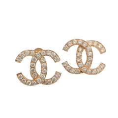 CC LOGO EARRINGS MEDIUM PINK GOLD DIAMOND