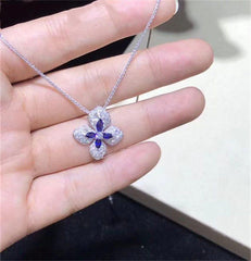 HORTENSIA NECKLACE AGATE DARK SILVER DIAMOND