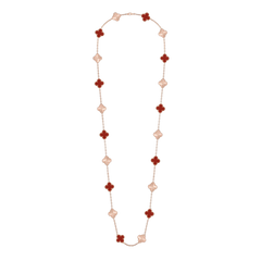 CLOVER 20 MOTIF CARNELIAN 86CM NECKLACE