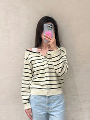 CC 25 Striped Cardigan Cashmere