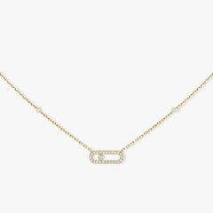 MOVE UNO PAVED SILVER DIAMOND NECKLACE
