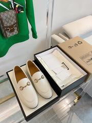 GG LOAFERS MULES WHITE BROWN SOLE