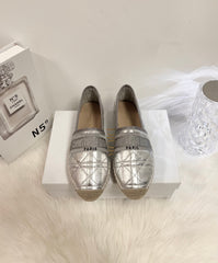 GRANVILLE ESPADRILLE SILVER QUILTED CANNAGE CALFSKIN