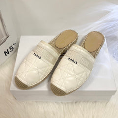 GRANVILLE ESPADRILLE MULE WHITE QUILTED CANNAGE CALFSKIN