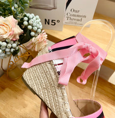 WEDGE PLATFORM SANDALS IN COLORFUL CANVAS 85 MM