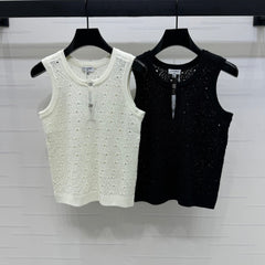 CHANEL SLEEVELESS OPEN-KNIT VEST 274858