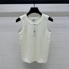 CHANEL SLEEVELESS OPEN-KNIT VEST 274858