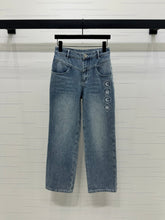 CHANEL HIGH-WAIST STRAIGHT-LEG DENIM PANTS