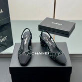 CC SLINGBACK 25S 65 MM IN BLACK SUEDE AND CRYSTALS