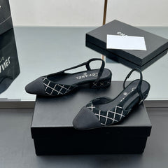 CC SLINGBACK 25S 25 MM IN BLACK SUEDE AND CRYSTALS