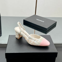 CC SLINGBACK 25S 65 MM IN PINK LAMBSKIN MIX TWEED