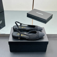 CC SLINGBACK 25S 25 MM IN BLACK TWEED AND FABRIC