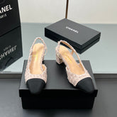 CC HIGH SLINGBACK 25S 65 MM IN PINK TWEED MIX BLACK FABRIC