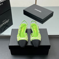 CC SLINGBACK 25S 25 MM IN GREEN FABRIC MIX TWEED