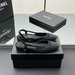 CC SLINGBACK 25S IN BLACK FABRIC AND TWEED SEQUINED