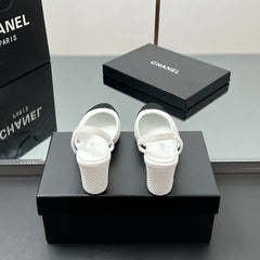 CC SLINGBACK 25S 65 MM IN WHITE AND BLACK TWEED