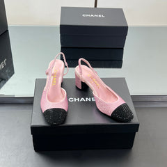 CC SLINGBACK 25S 65 MM IN PINK AND BLACK CRYSTALS