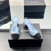 CC SLINGBACK 25S 65 MM IN BLUE AND BLACK CRYSTALS