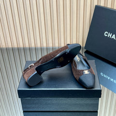 CHANEL 25S SLINGBACK SHOE 45MM IN BROWN TWEED