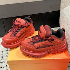 SNEAKER IN RUBY RED CALFSKIN AND BREATHABLE MESH 175307