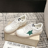 BALL STAR 2 SNEAKERS IN WHITE CALFSKIN GREEN STAR AND SILVER HEEL TAB