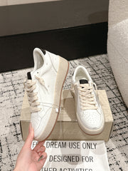 BALL STAR 2 SNEAKERS IN WHITE CALFSKIN GREY SUEDE STAR AND BLACK HEEL TAB